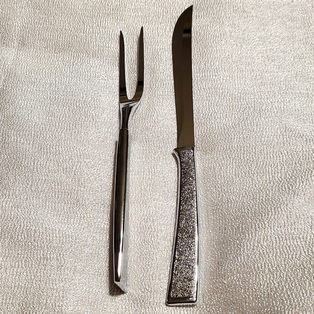 Carvel Hall 2 piece Carving Knife Set Stainless USA Fork Knife VTG